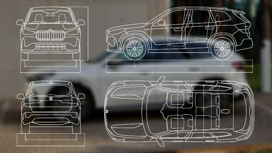 BMW iX1 xDrive30 U11 BEV 2022 Mineral bela metalik boja bočni prikaz vozila tokom punjenja na parkiralištu pored betonskog zida