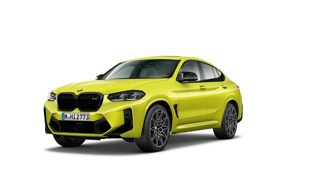 BMW X4 M Competition F98 LCI Facelift 2021 Sao Paulo žute boje tročetvrtinski prednji prikaz