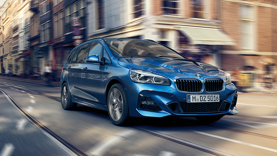 BMW 2 Series BMW 2 Series Gran Tourer F46 three-quarter front view driving on the street