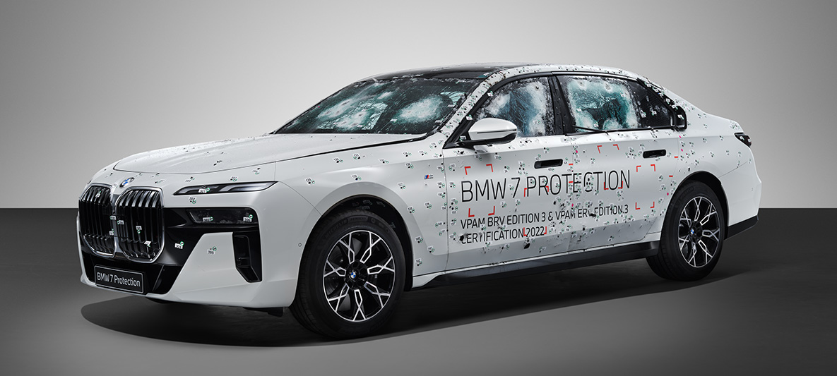 BMW Serije 7 G73 Protection 1/3 bočni prikaz balistička ispitivanja